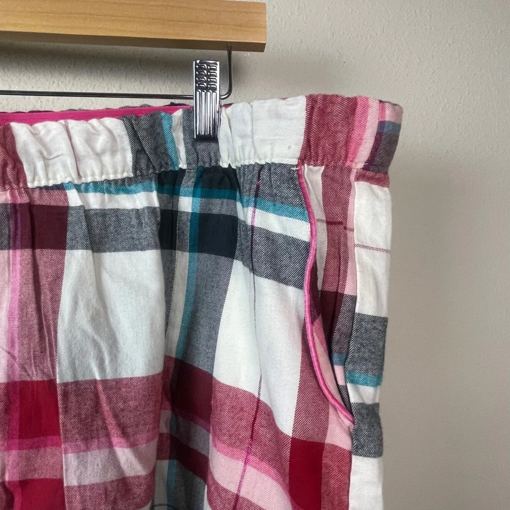 Soma‎ Flannel Pajama Set Womens XXL Red Pink Plaid NWT Metallic Fireside PJ